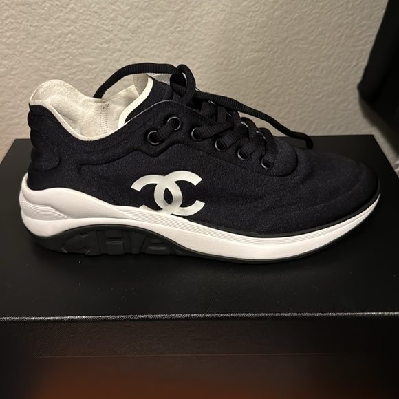 Black Chanel sneakers in size 6.5. Worn only once. Comes with receipt/dust bag - Picture 2 of 6